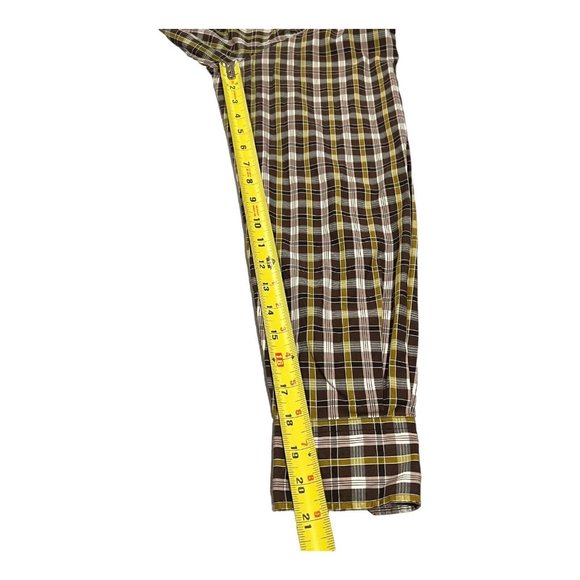 ETRO Small Logo Men's Blue Brown‎ Checked Longsleeve Shirt Size 42 Made In Italy - Picture 4 of 12